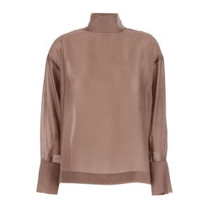 Rame Women Beige Turtleneck Pullover With Buttoned Cuffs In Tech Fabric Woman